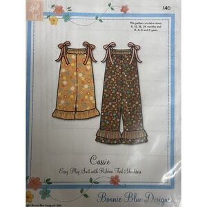 Bonnie Blue Designs Cassie #140 Play Suit Sz 6-12 M & ‎ 3-6 Yrs  NEW Uncut